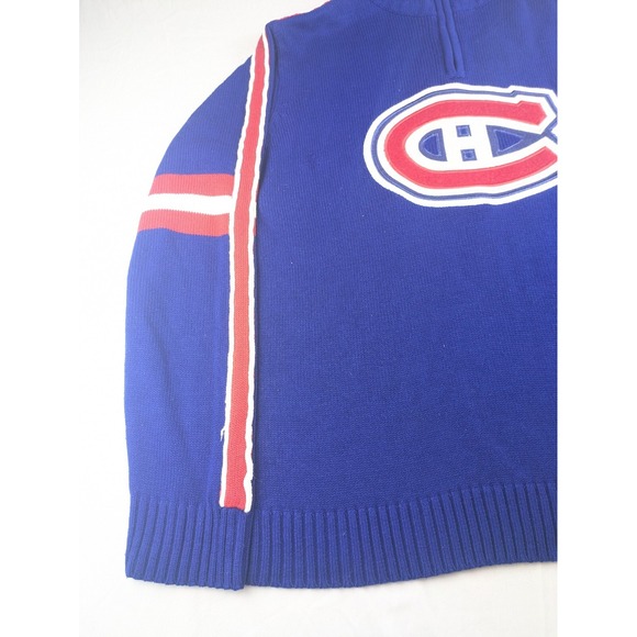 Montreal Canadiens Hoodie Official NHL Blue Size Large W/Large Logo Knit Sweater - Picture 3 of 11